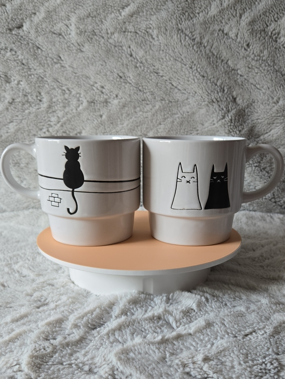 Signature White Ceramic Mug with 'I Love Cats' Print Set Of 2